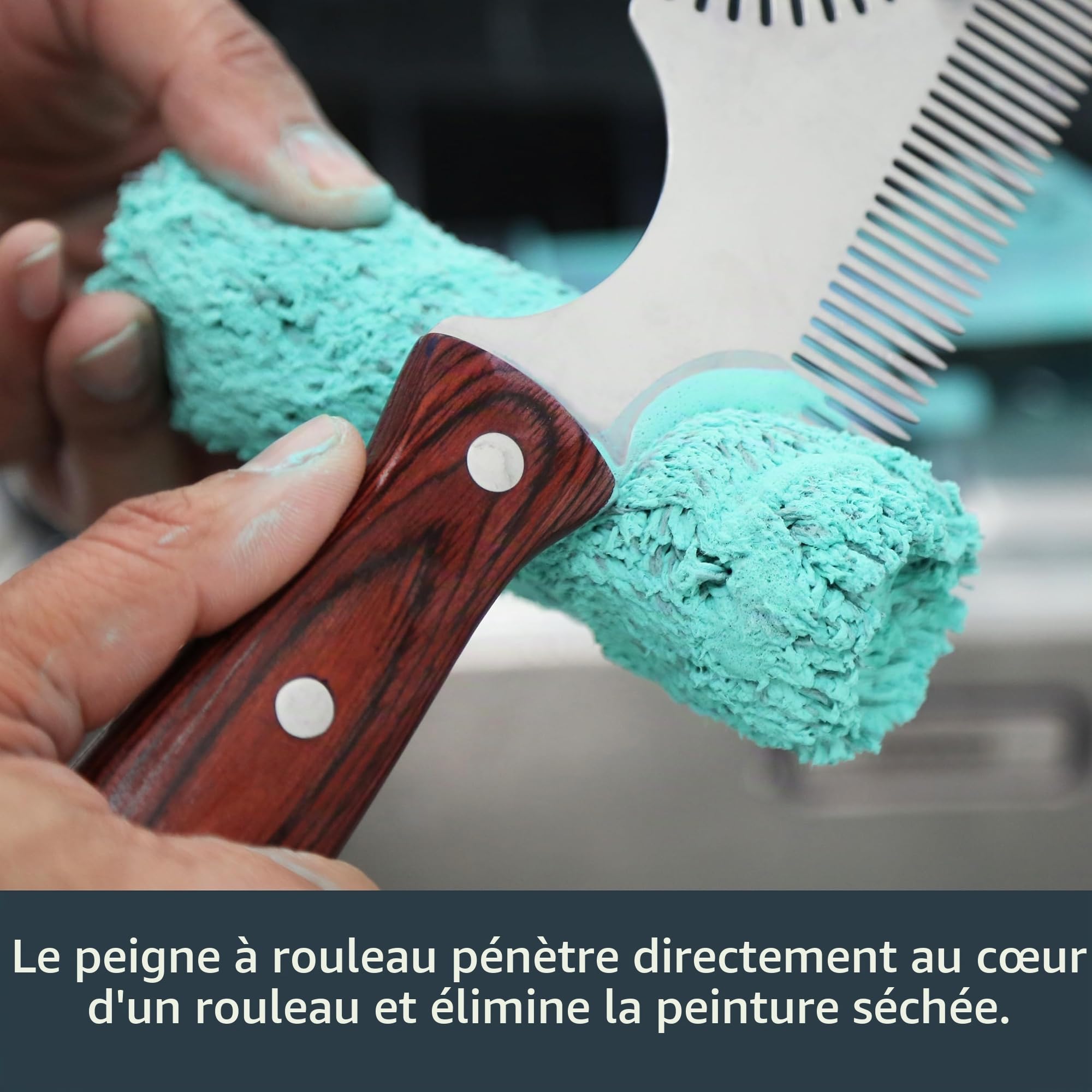 Axus Decor Stego Rouleau de peinture 6 en 1 pour rouleau de peinture tout-en-un Outil de nettoyage pour rouleaux de peinture et pinceaux, lame en acier inoxydable, 3 grattoirs à rouleaux, peigne