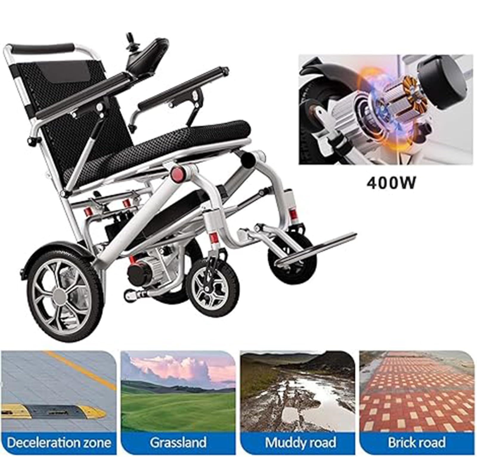 Sedia a rotelle elettrica pieghevole leggera con telecomando per uso domestico, portatile e facile da riporre