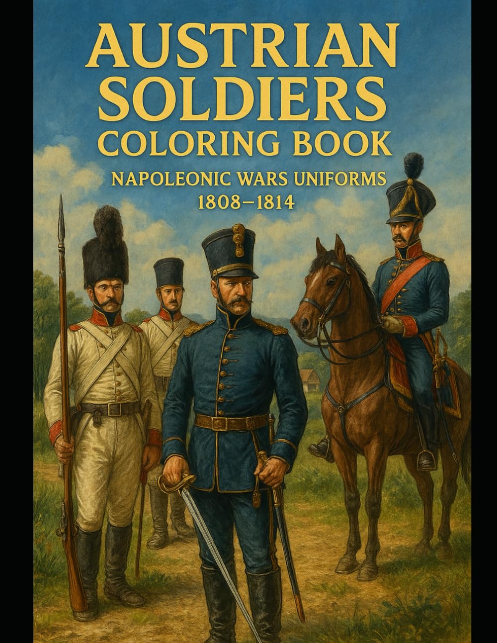 AUSTRIAN SOLDIERS coloring book: Napoleonic wars uniforms 1808 - 1814 (Historical Warriors Coloring Book Series)