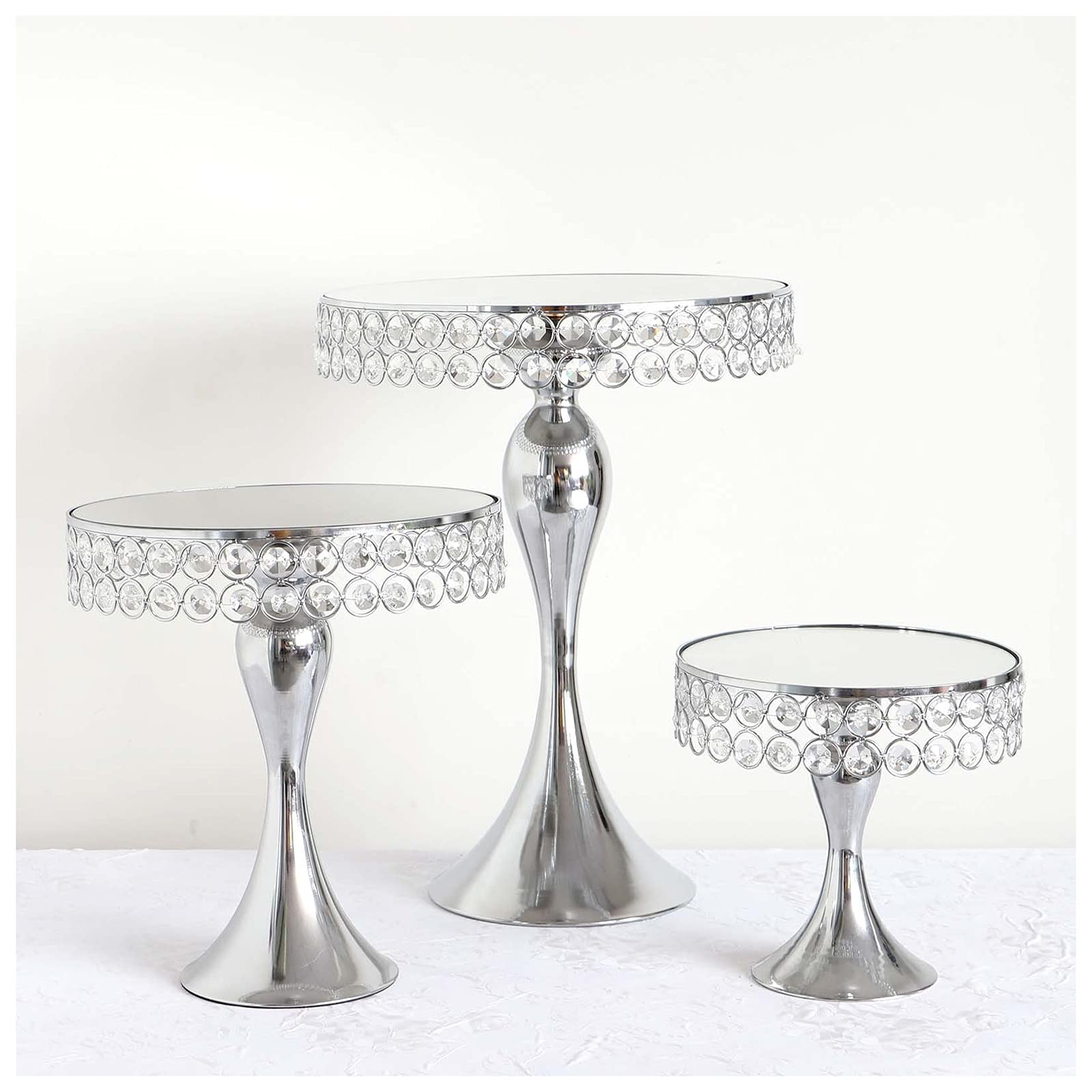 Présentoirs à gâteaux en cristal rond argenté pour buffet