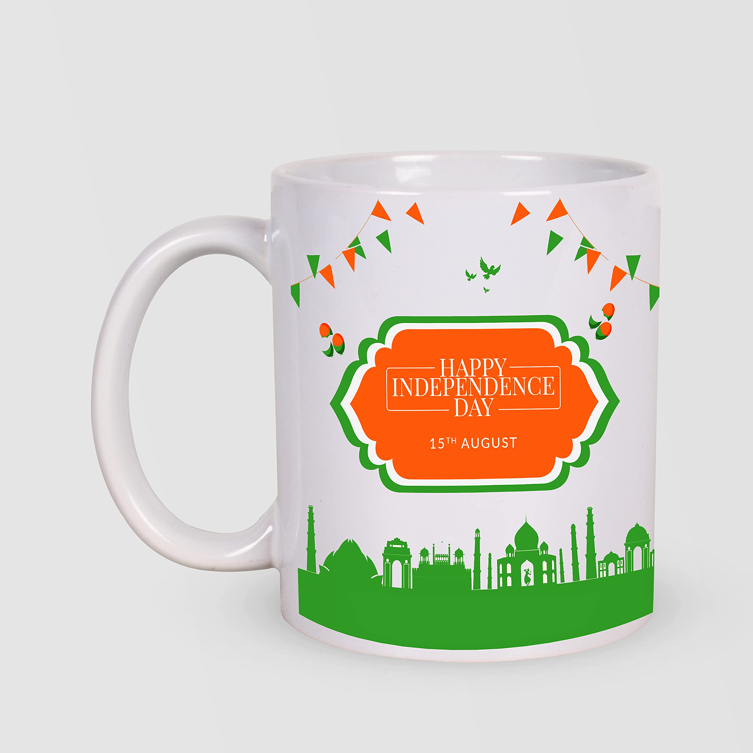 ME PRINT Independence Day Design Ceramic Mug With Handle For Milk/ Coffee/ Tea/ Buttermilk and Bevarages (Creative Happy Independence Day) big toddler rug coffee baby cup genius blend hand warmer cute black stylish coffie monkey milk cups for toddlers mushroom horn ember ceramic funny things kitchen migos chain huge tea block 5 cat paw starbucks masala chai cane mugs