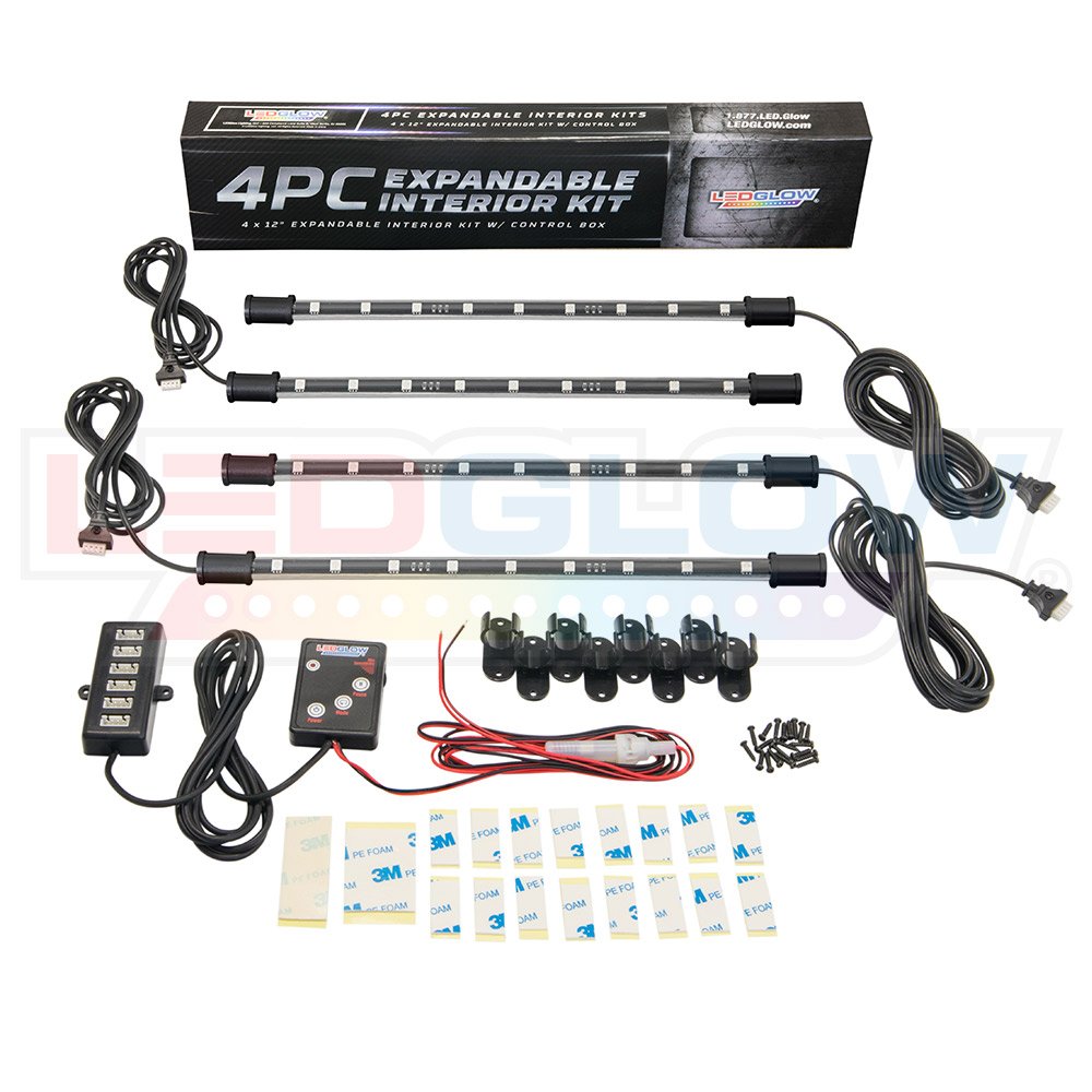LEDGlow 4pc MultiColor LED Interior Footwell Underdash Neon Light Kit