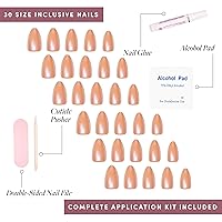 Vista 147 de Glamnetic Uñas a presión – Red Affair Uñas cortas de punta francesa con purpurina roja almendra con un acabado brillante 15 tamaños – Kit de 30