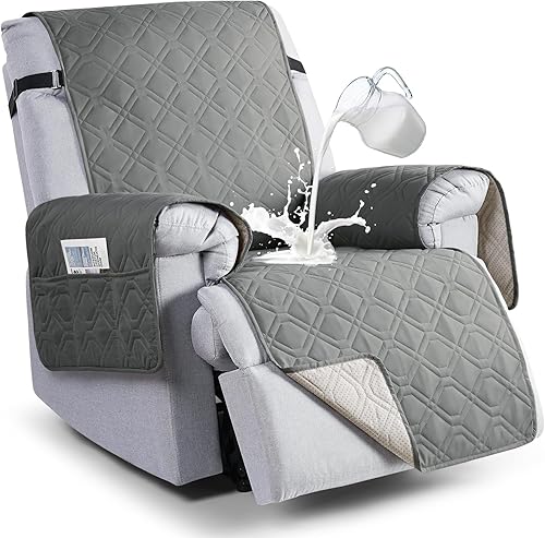 VANSOFY Fundas 100% impermeables para sillas reclinables, funda antideslizante para sillas reclinables, protector de muebles con bolsillo, correas