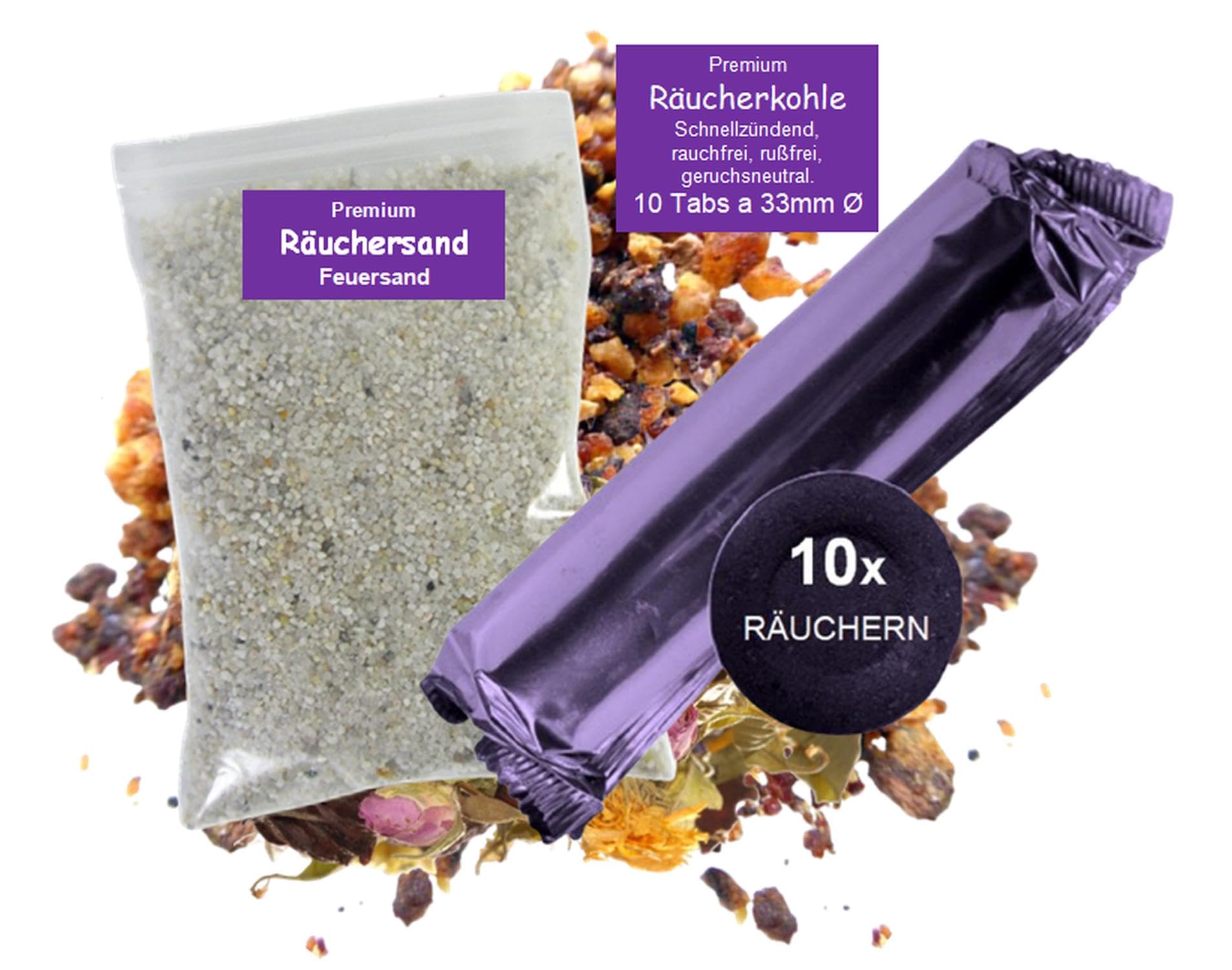ENERGETISCHE HAUSREINIGUNG + SCHUTZRÄUCHERUNG + KEHRAUSRÄUCHERUNG. 11-TLG Universal Räucherset. 3 x Räucherwerk mit Salbei Sage Weihrauch Olibanum Myrrhe UVM. 8 x ZUBEHÖR 8cm Räucherpfanne. 81716-P