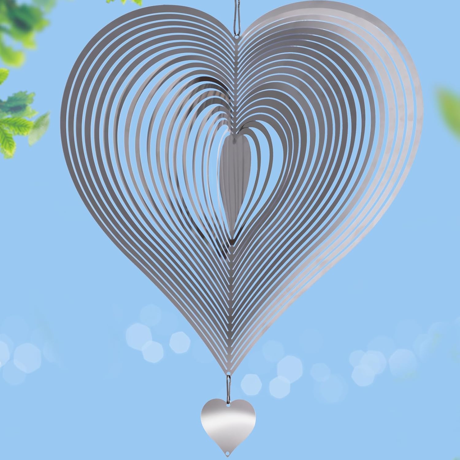 ステンレススチールウィンドスピナーアウトドアガーデンデコレーション、女性、お母様へのギフト、3Dメタル反射バードデバイス 恐怖のキツ