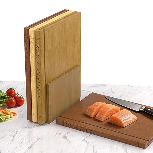 Book Cutting Board Set with Wooden Stand-Wooden Kitchen Cutting Boards