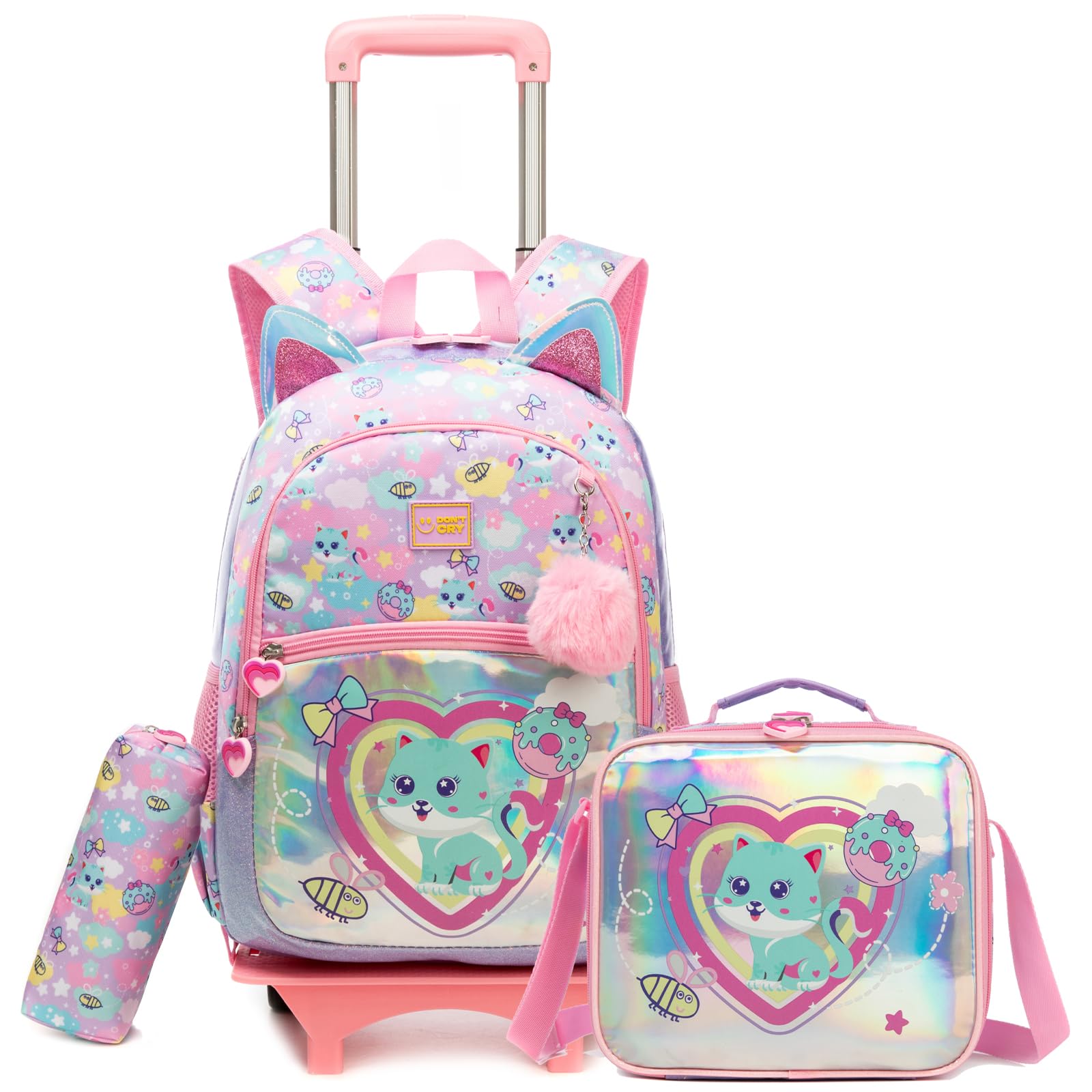 17" Mochilas Escolares con Ruedas Carro Niña Mochila Escolar