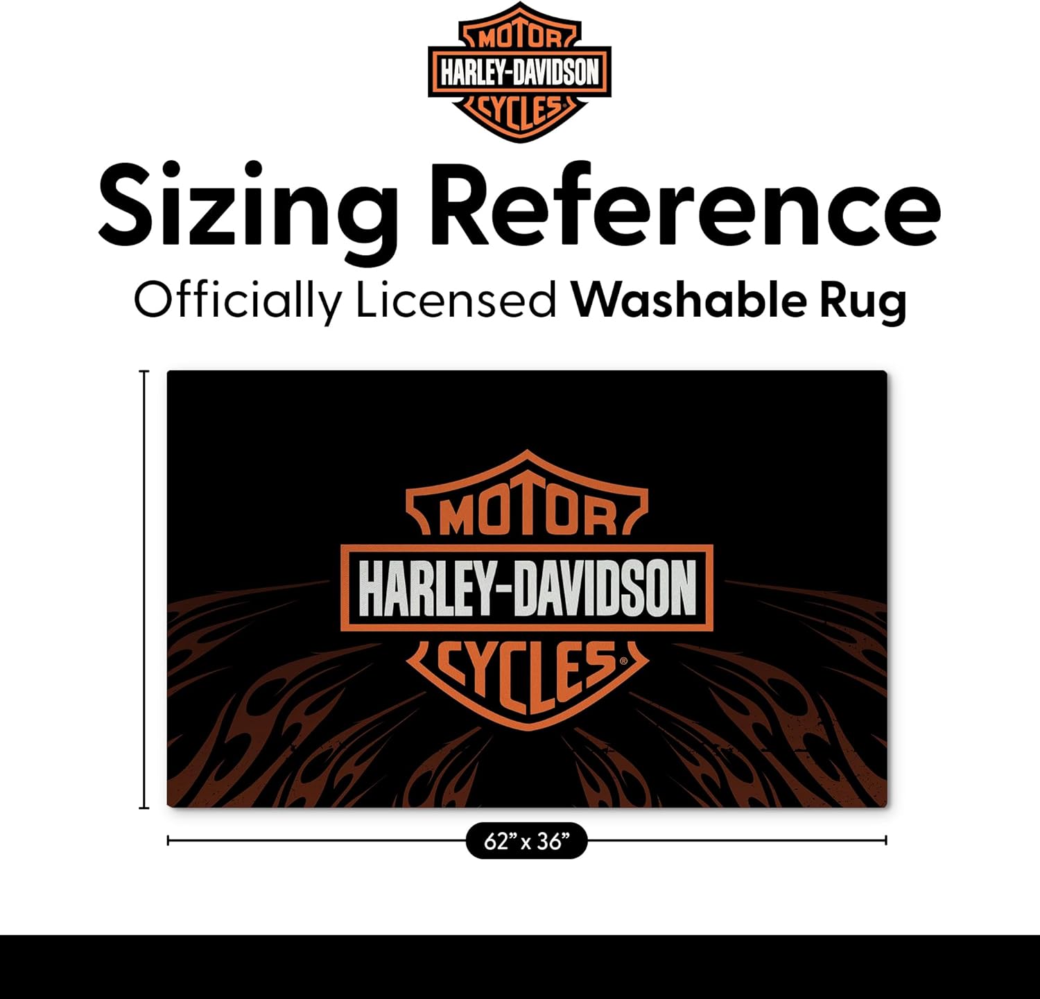Northwest Harley-Davidson Washable Area Rug, Low Pile Floor Mat