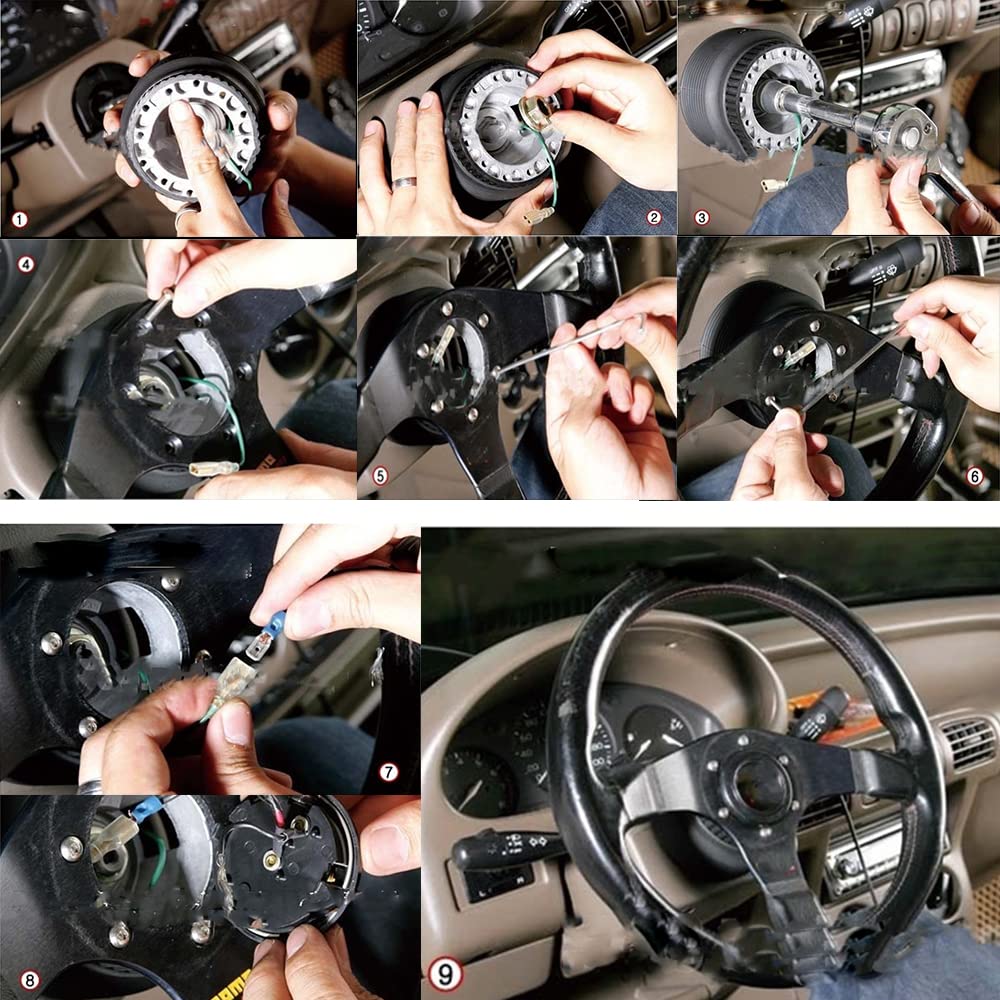 Volante da Corsa Universale,Volante Sportivo Volanti da corsa for auto 14 pollici Volante sportivo universale drifting