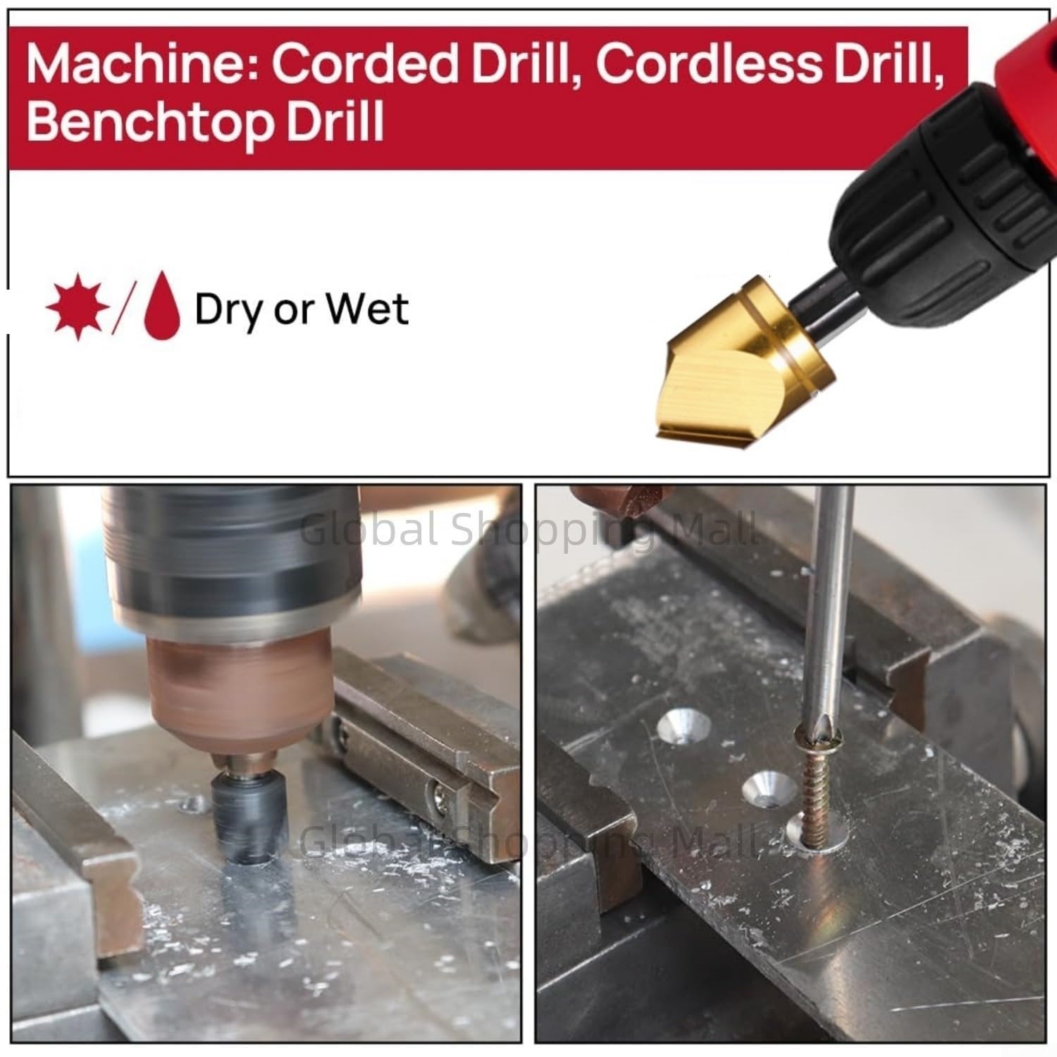Broca avellanadora HSS hexagonal de 1/4 pulgadas de cambio rápido para