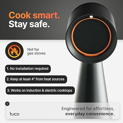 Miniatura 5 de TUCO Campana extractora portátil, ventilador de extracción de escritorio para cocina con 3 velocidades, filtro triple de polímero, aluminio y