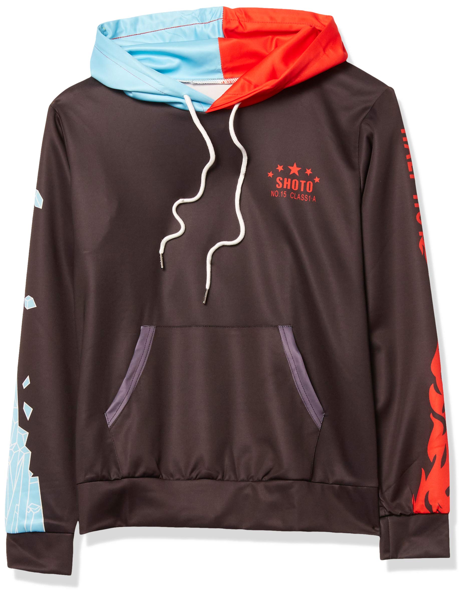 Amily My Hero Academia BNHA Hoodie Todoroki Shoto Cosplay Costume Hoodie Black, Large (H:5.28-5.58ft)