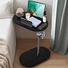 360° Rotation Side Table Living Room,Bamboo C Shaped Side Table,Adjustable Height Sofa Table, Modern Lift Top Coffee Table for Living Room,Bedroom,Bathroom(Black)