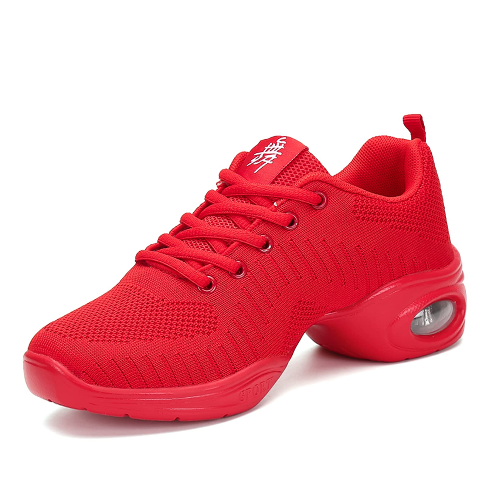 Uhclrr Sports Dance Shoes Featured Women's Soft Outsole Breathable Women's Training Shoes Modern Dance Jazz Shoes Sports Shoes(39 EU, Red)