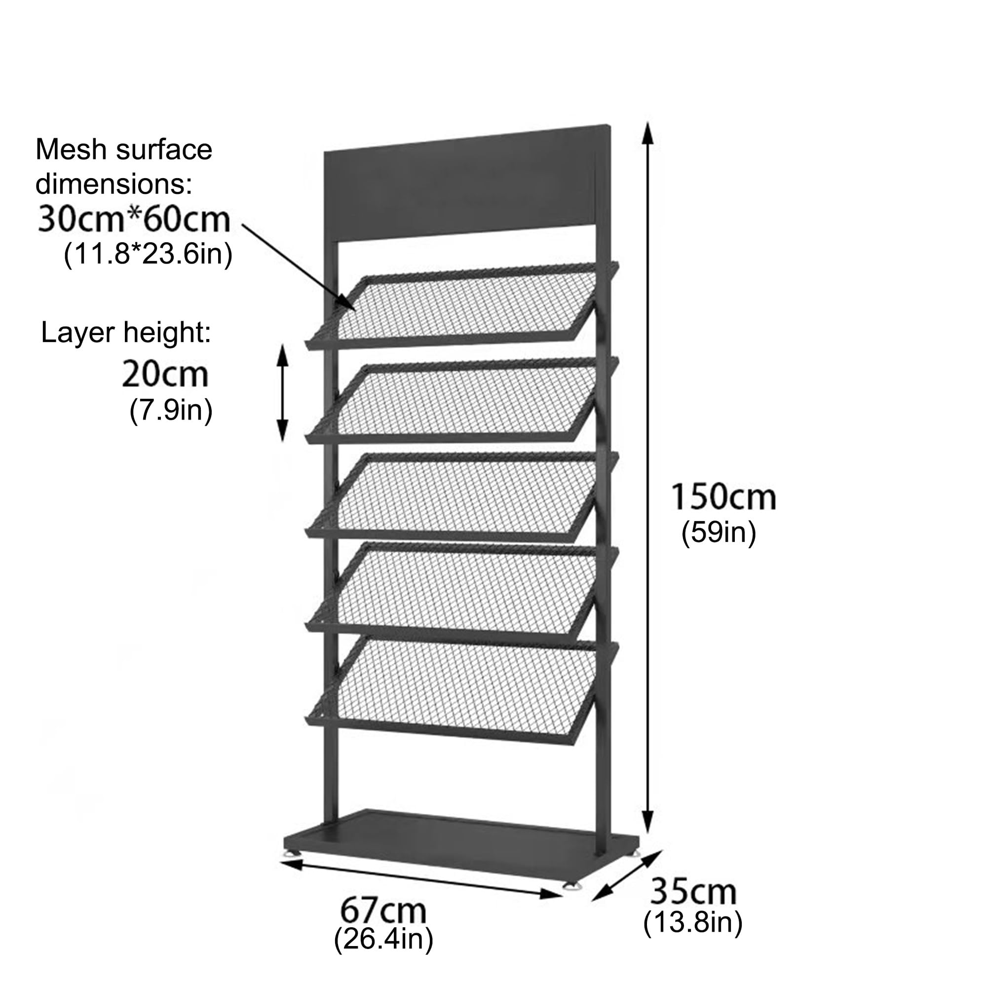 5-stöckiger Metallfliesen-Präsentationsständer für Einzelhandelsstände – perfekt für Holzboden-Shows und Ausstellungshallen – stabiles Regal für Geschäfte (67 x 35 x 150 cm)