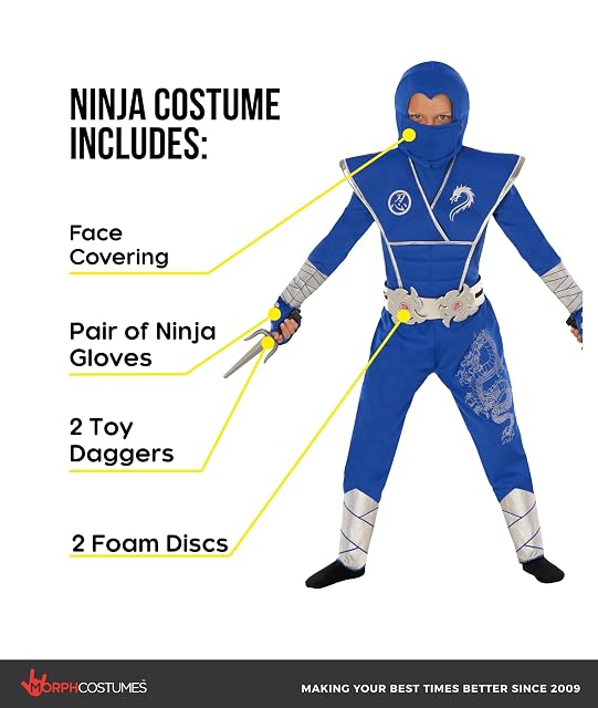 Foto 2 de 6 de Morph Disfraz Ninja Niño, Disfraz Guerrero Halloween Niño, 3-4 años