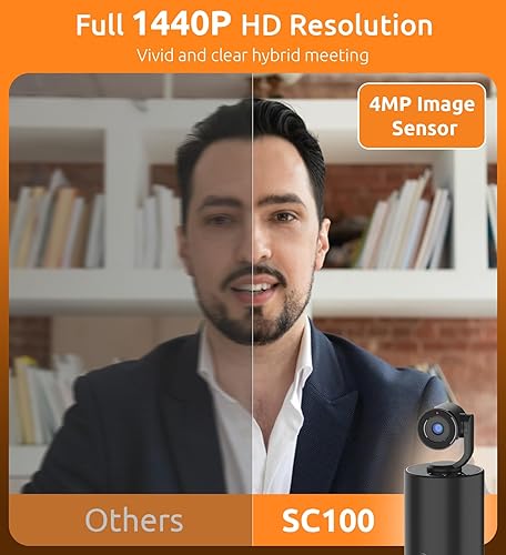 Vista 2 de TOUCAN Video Conference Camera with 4 Noise-Cancelling Mics, Speaker, Adjutable Camera, 1080p Detachable USB Webcam Plug and Play Works with Zoom