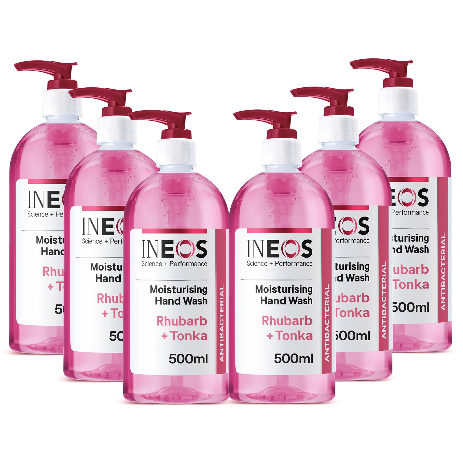 INEOS Moisturising Liquid Hand Soap Rhubarb & Tonka 6 x 500ml