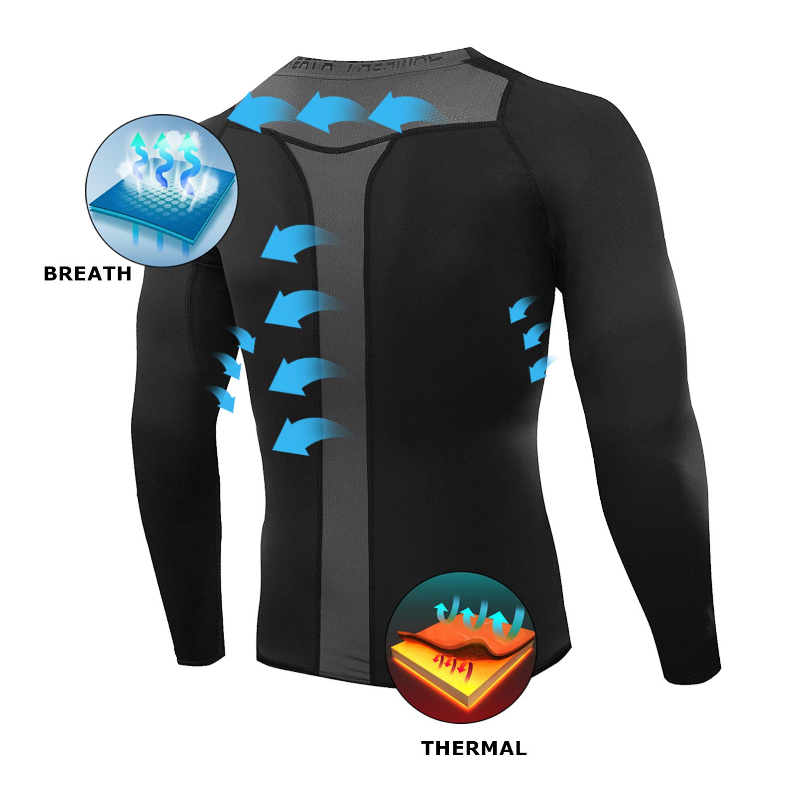 AMZSPORT Maglia Compressione Uomo Maglietta Termica Manica Lunga per Ciclismo Running