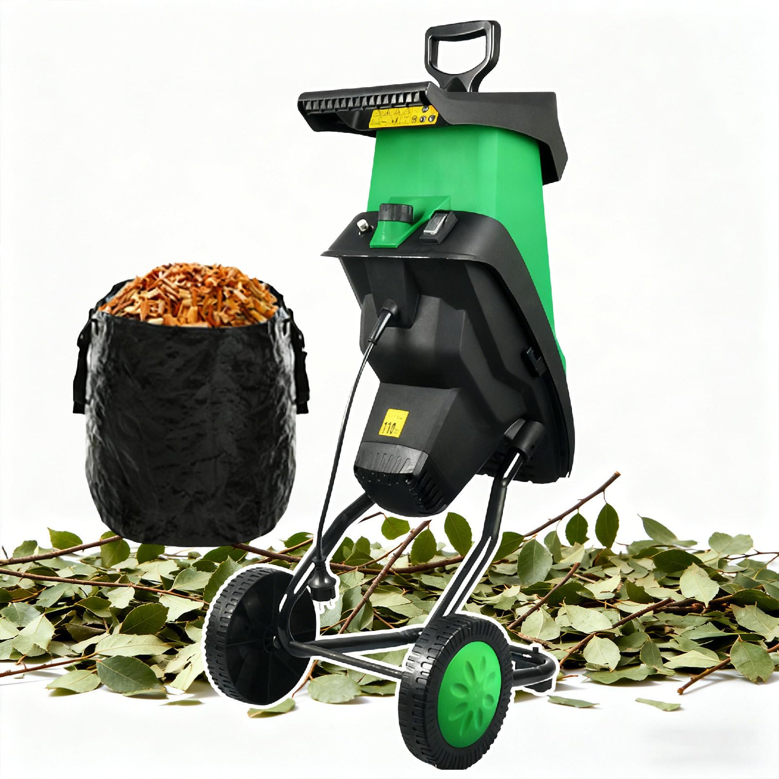 Trituradora De Jardín, Trituradora De Madera Eléctrica, Motor De Alto Par De 2400 W. Tritura Arbustos, Raíces Y Ramas De hasta 4 Cm. con Bloqueo De Seguridad, Varilla De Empuje