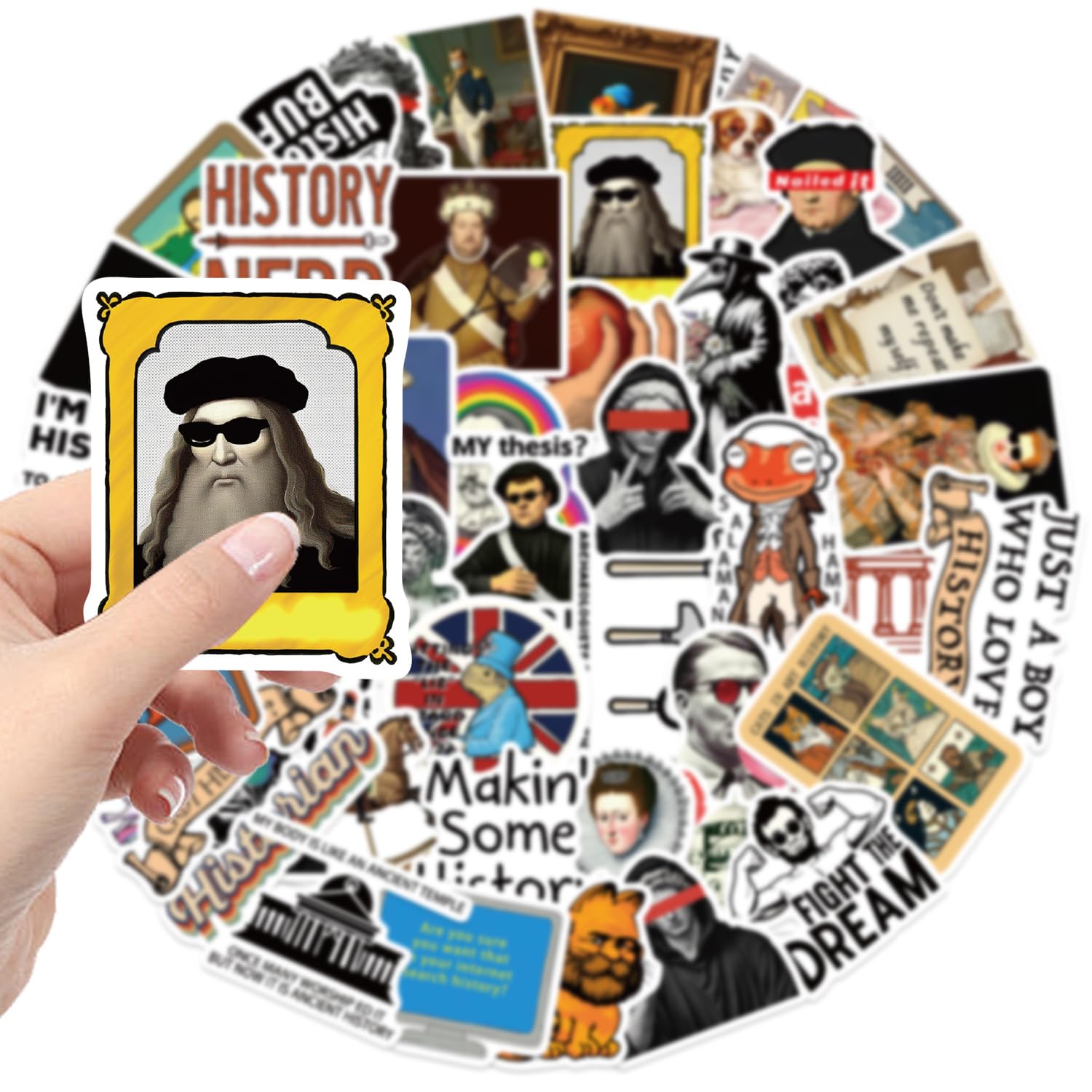 50 Pcs Interesting History Stickers Laptop Car Scrapbook Phone Skateboard Suitcase Luggage Bike Vintage Vinyl Waterproof Aesthetic Personalised Stickers for Teens Boys Girls Adults - Image 2