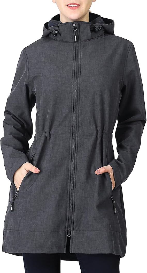 Outdoor Ventures Women's Softshell Jacket with Removable Hood Fleece Lined Windbreaker