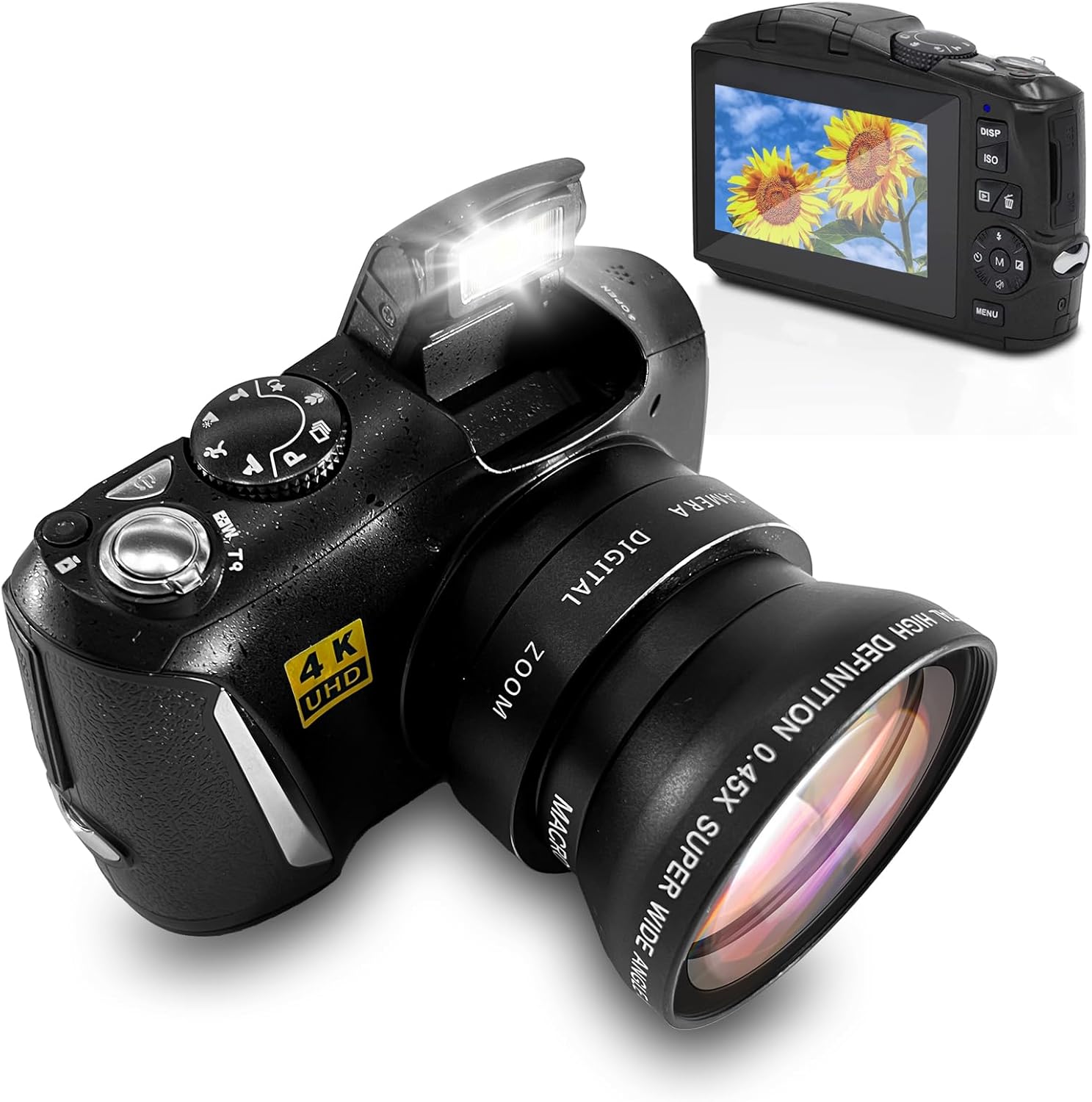 Digital Camera with Macro & Wide Angle Lens 48MP 4K