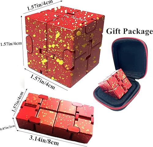 Miniatura 44 de Fidget Blocks Toys Infinity Cube Juguete para aliviar la ansiedad y el estrés para adultos, material de aleación de aluminio (rojo)
