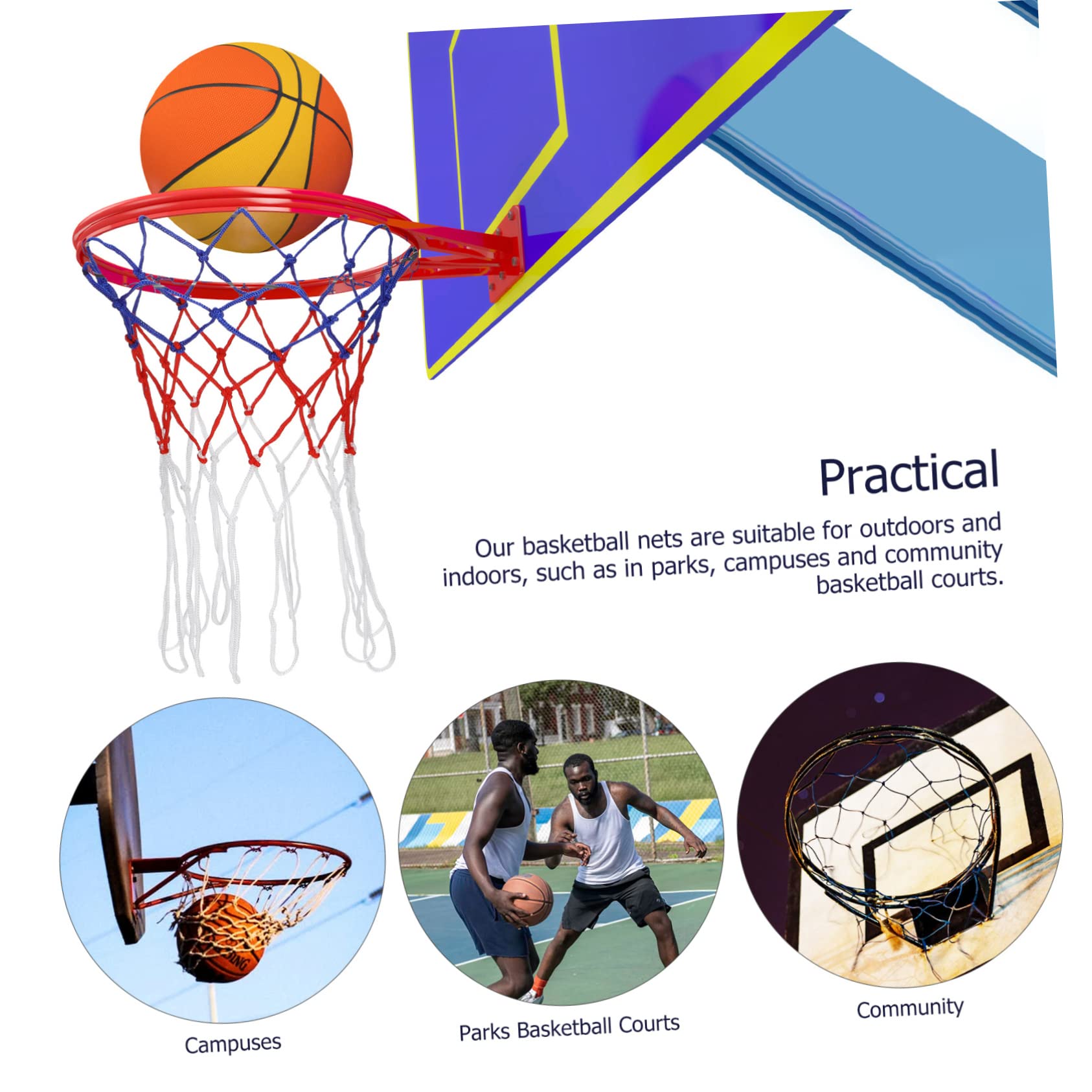 KOMBIUDA Basketball Net Kit 2 Pcs Replacement Nets Basketball Hoop Accessories Easy Install