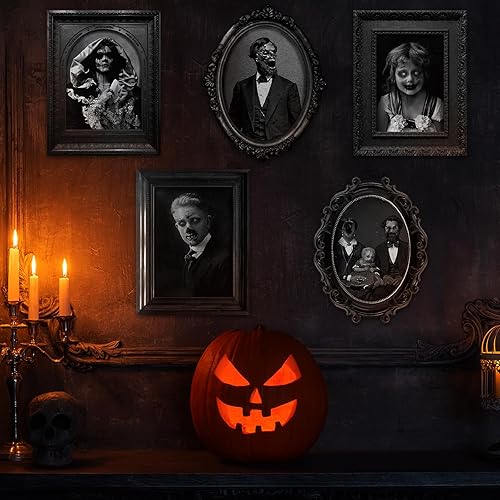 Miniatura 4 de 20 piezas de imágenes en movimiento de cara cambiante en 3D de Halloween, retrato de mansión gótica, fotos de terror en movimiento, retratos de