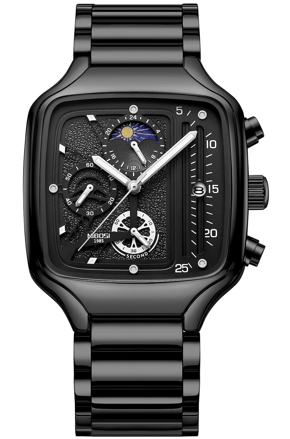 NIBOSI Uber Sqaure Dial Stainless Steel Chronograph Watch for Men Luminous Quartz Men Dress Watches (Gold) (B0C7N4VD4H) Amazon Price History, Amazon Price Tracker