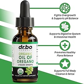 Oregano Oil Organic Liquid Drops - 6 Month Supply Organic Oil of Oregano Drops Liquid Tincture Extract, Cleanse, Detox, Immune Support, Digestive Gut Health - Pure Vegan Non-GMO Herbal Tincture 1 oz