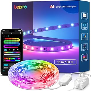 Lepro S1 AI LED Lights, LLM RGBIC Led Lights Strip for Bedroom, Work with Alexa & Google LED Strip Lights, Music Sync RGB ...