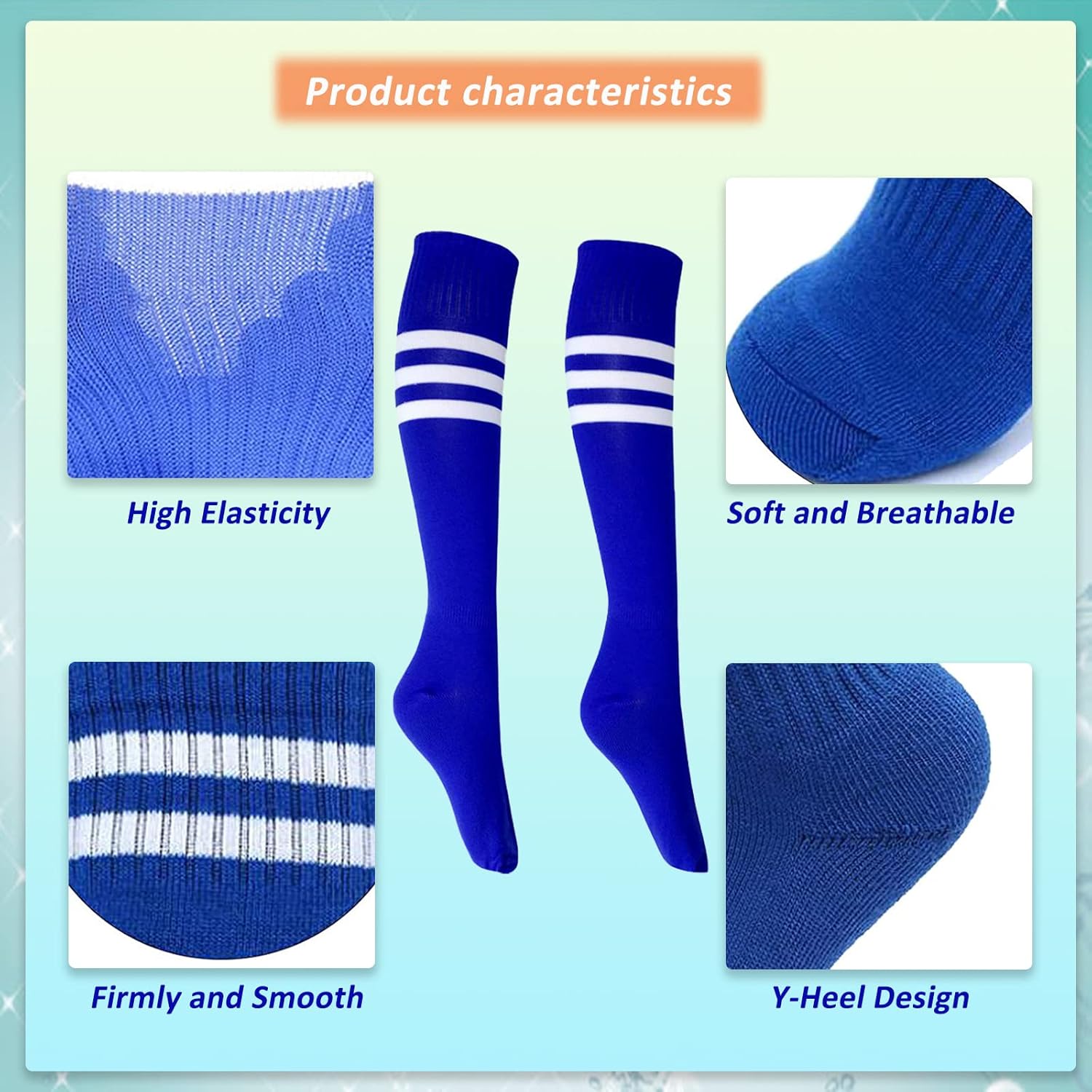 12 Pairs Neon Knee High Socks, 12 Colors Striped Soccer Socks Athletic Football Basketball Softball Dance Colorful Knee High Sock for Boy Girl Women - Image 6