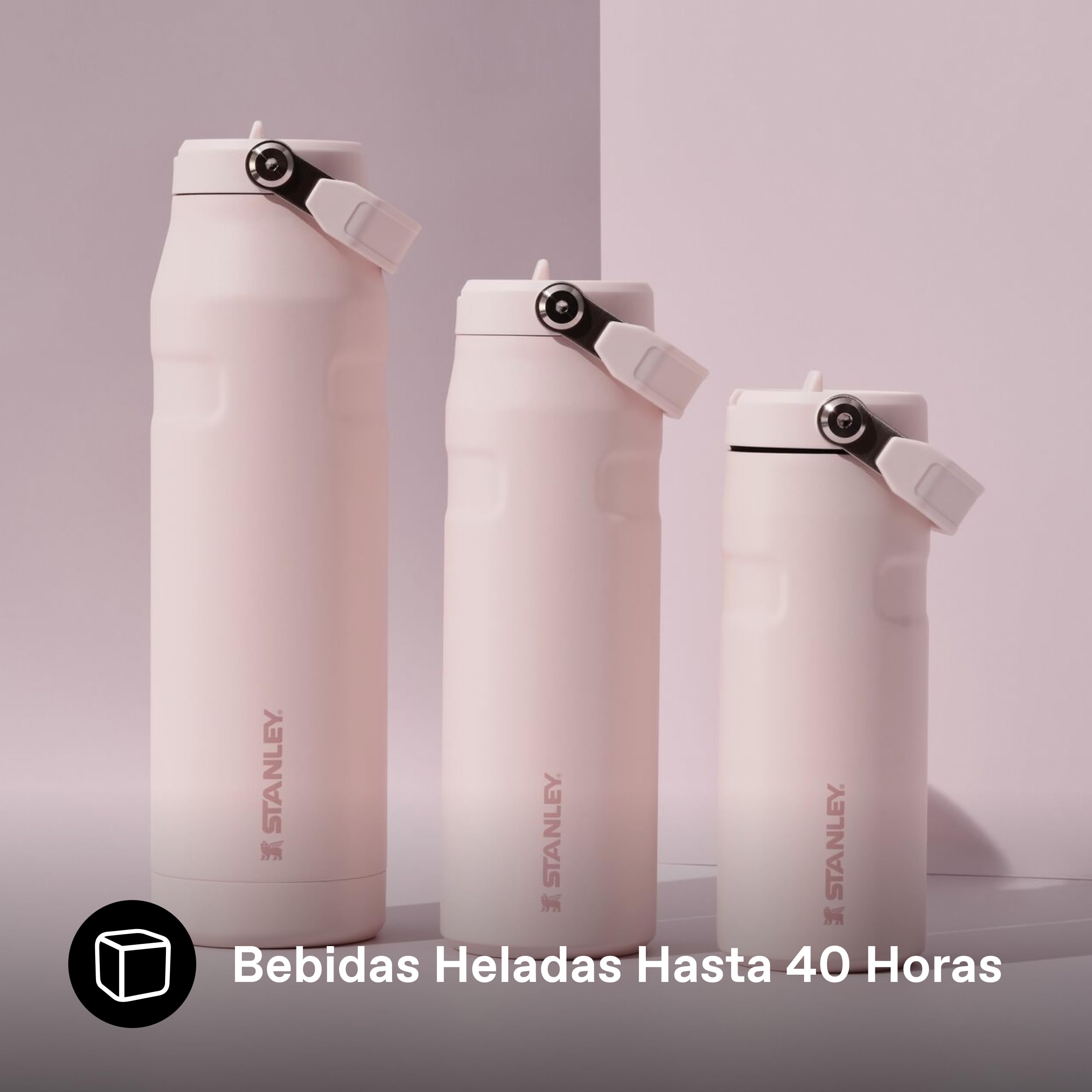 Stanley Flip Straw 2.0 Botella Agua Acero Inoxidable Con Pajita 0.47L - 8 Horas Fría - 40 Horas Helada - Acero Inoxidable - Sin BPA - Antifugas - Apta Para Lavavajillas - Rose Quartz