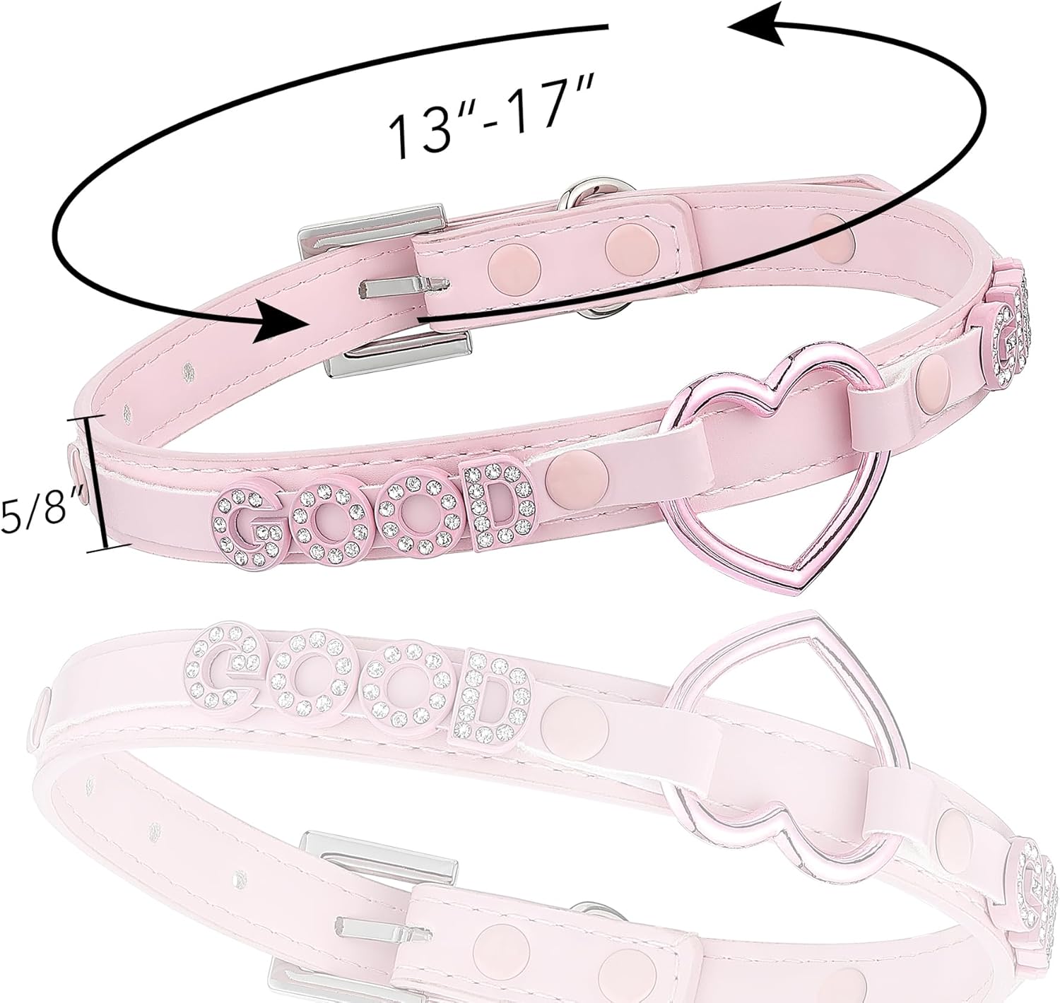 Black Heart O-ring Choker Necklace For Women, Cute Pink Little Letter Leather Collar For Women, Adjustable Fashion Jewelry - Image 3