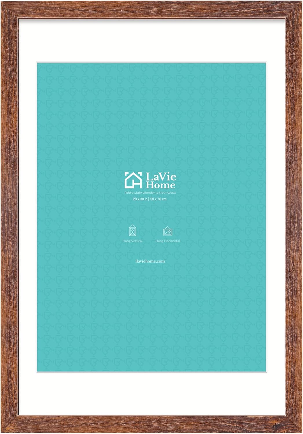 LaVie Home 20 x 30 Picture Frame Brown Poster Frame,Display Pictures 18x24 with Mat or 20x30 Without Mat, Stable and Sturdy Frame and Polished Plexiglass, Suitable for wall decoration?1 Pack? 20x30 Brown