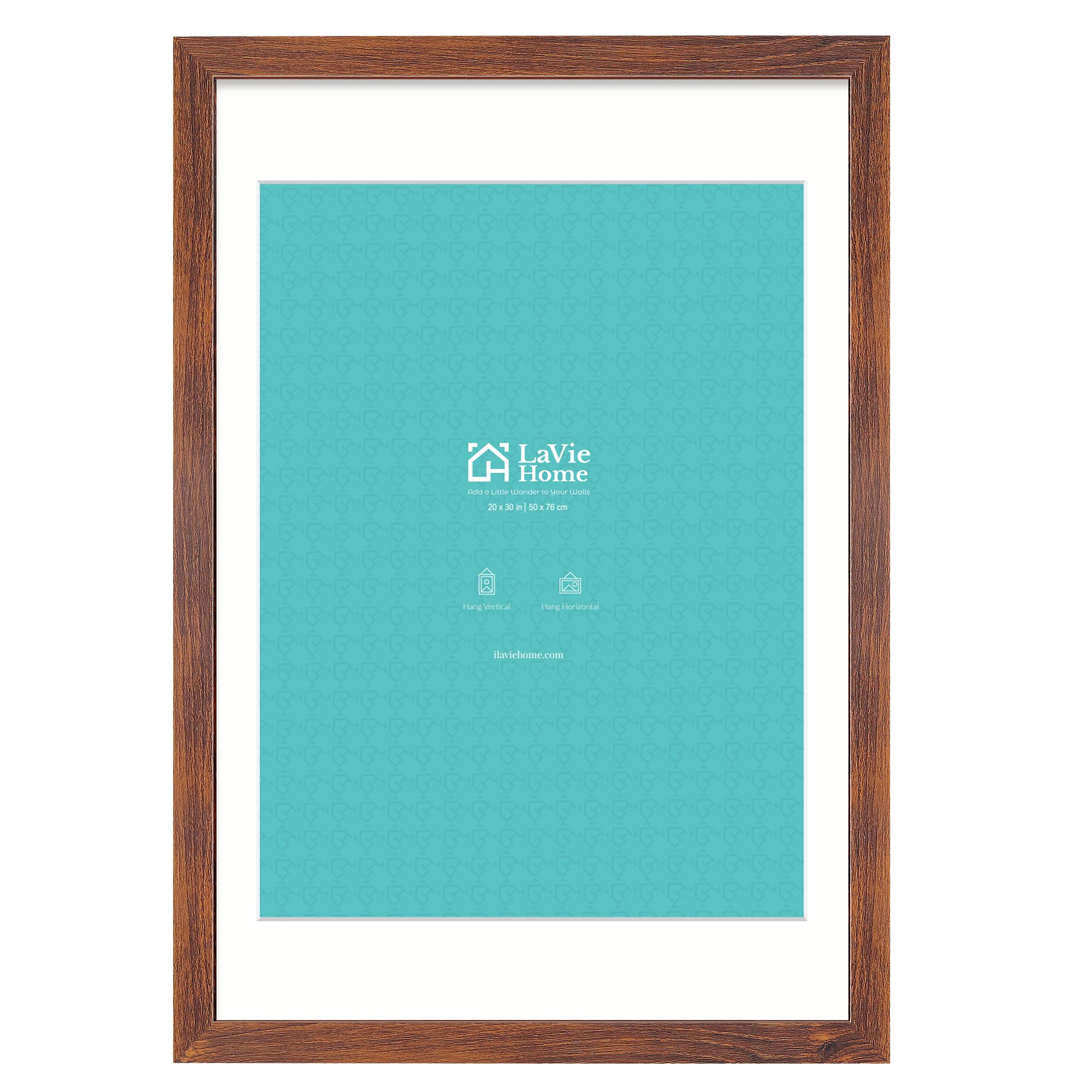 LaVie Home 20 x 30 Picture Frame Brown Poster Frame,Display Pictures 18x24 with Mat or 20x30 Without Mat, Stable and Sturdy Frame and Polished Plexiglass, Suitable for wall decoration?1 Pack?