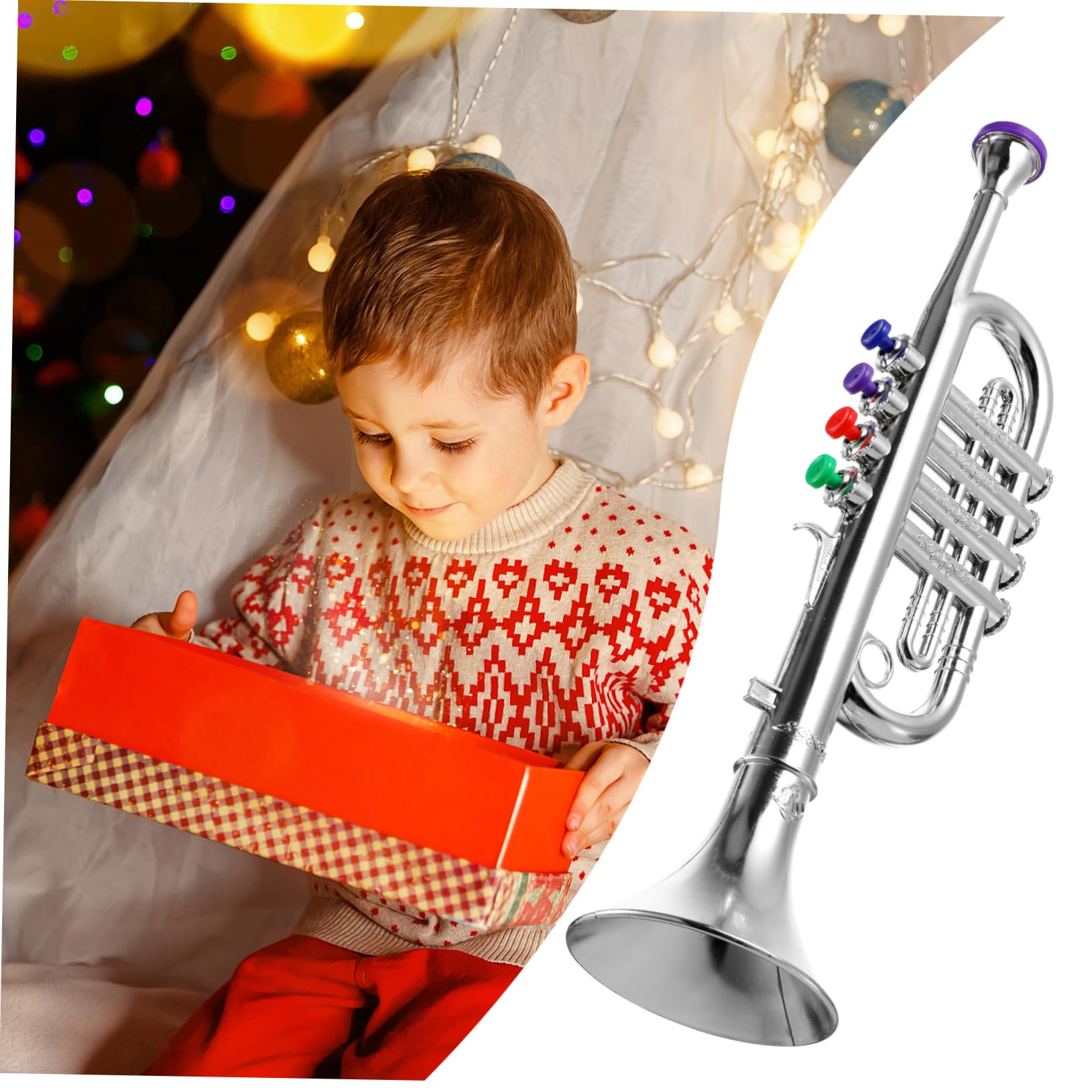 Tromba Giocattolo Argento Cb998 in Plastico, Base per Bambini | Apprendimento Musica, Giocattolo Divertente e Creativo, Confezione Scatola Colorata