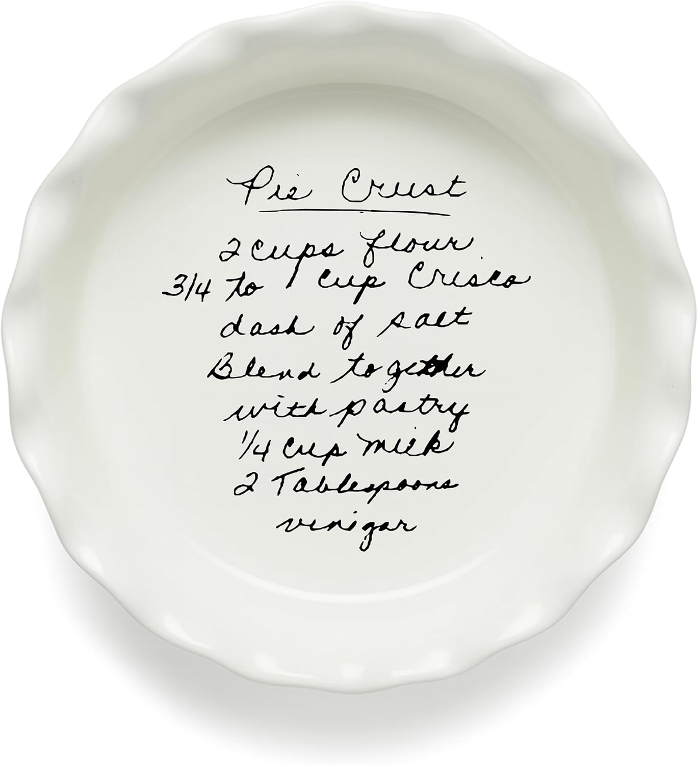 Personalized Ceramic Pie Dish, Round Stoneware Baking Plate, Laser Engraved Handwritten Recipe Design, Dishwasher and Oven Safe (Farmhouse)