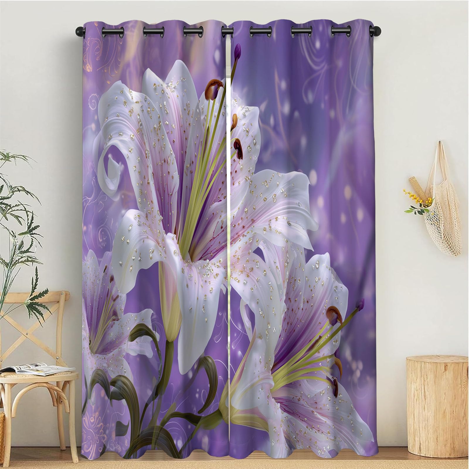 Rideau floral abstrait occultant pour chambre et salon cosy