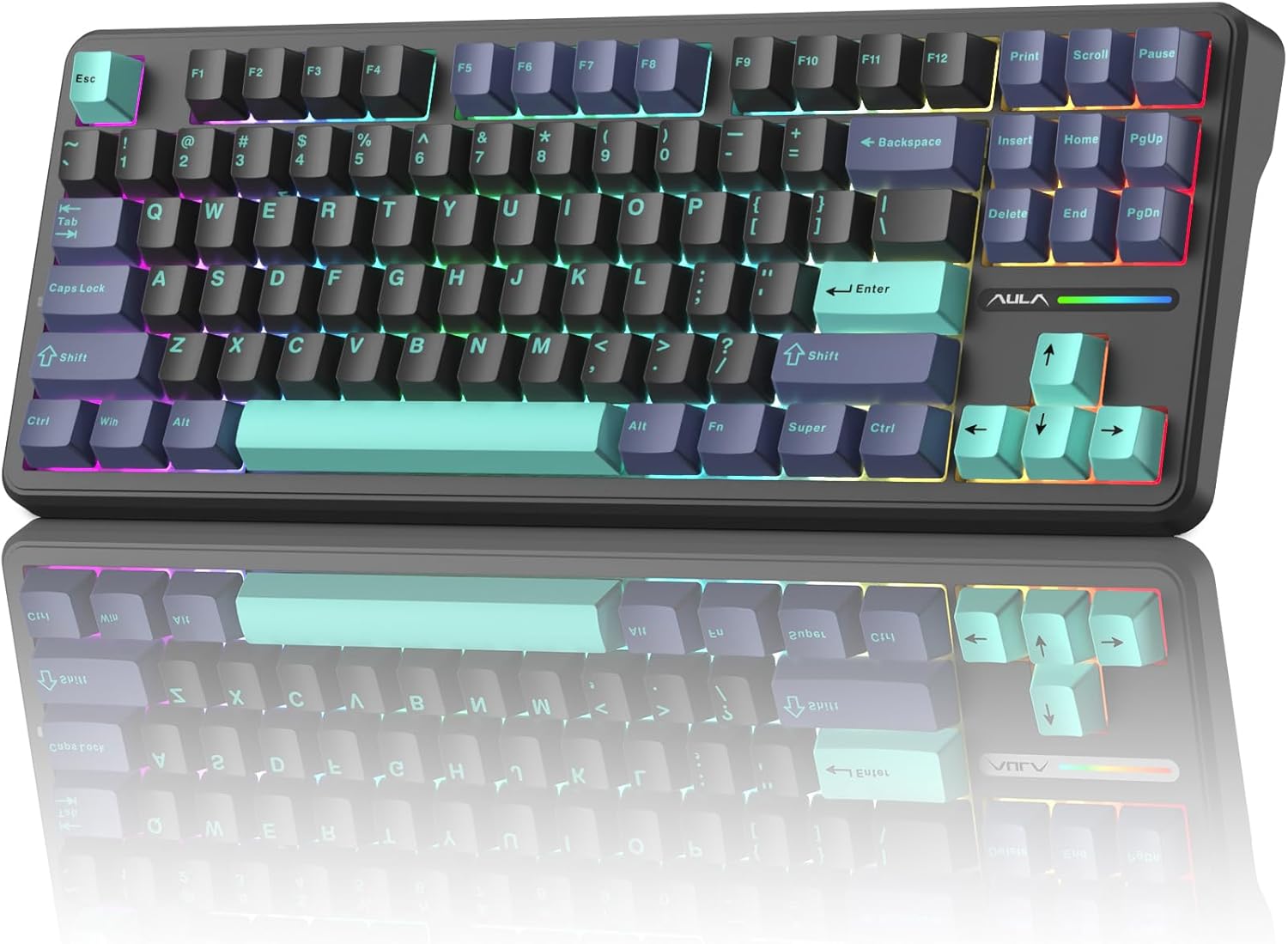 Aula F87 Pro Wireless Mechanical Keyboard, Tri-Mode Bluetooth/2.4G/USB-C Hot-Swappable RGB Gaming Keyboard, Gasket Mount, 4000mAh, for Windows/Mac Gamer & Typists （LEOBOG Gray Wood Switch V4）