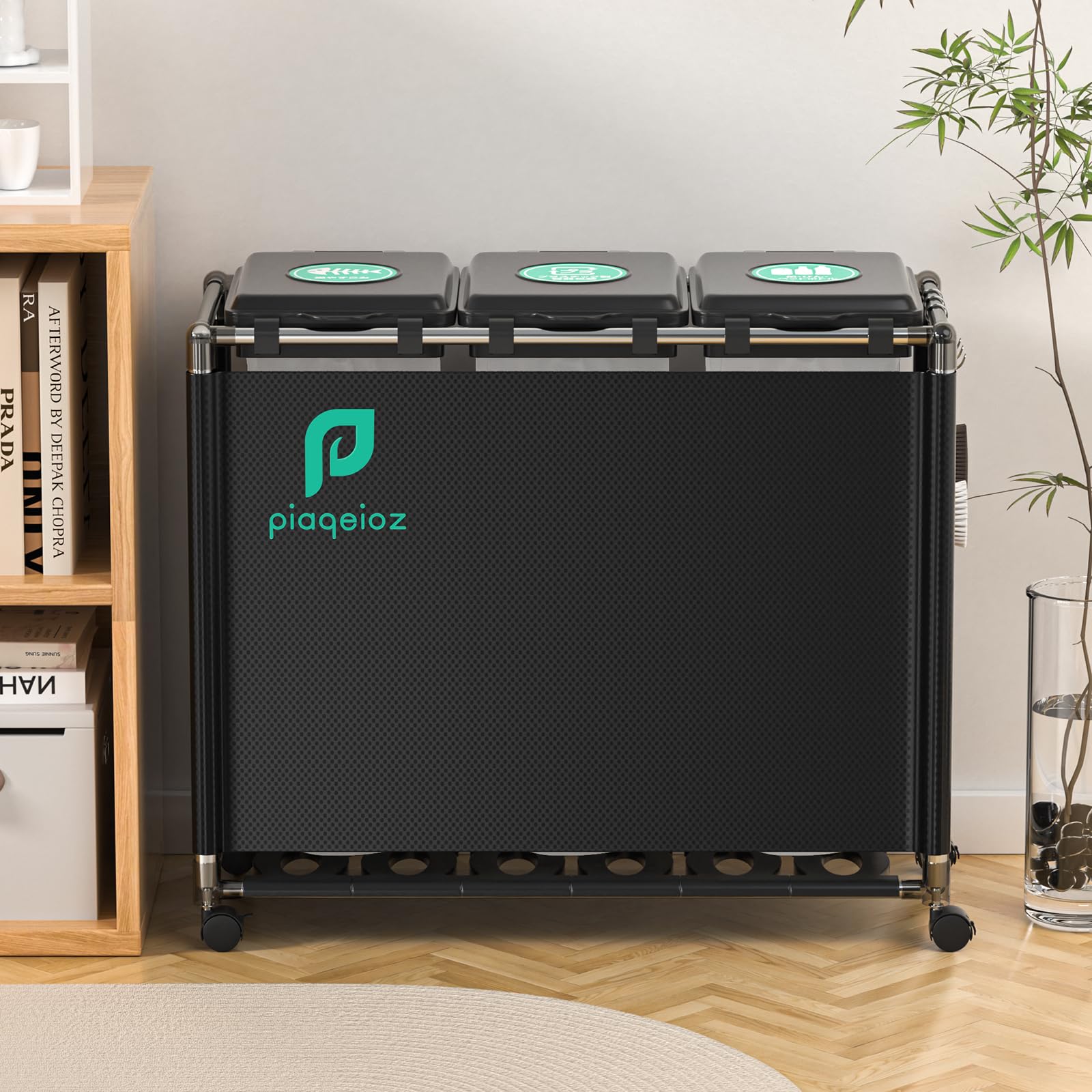 ゴミ袋ホルダー 3分別*30L ゴミ箱 ふた付き レジ袋を隠すゴミ袋スタンド 9…