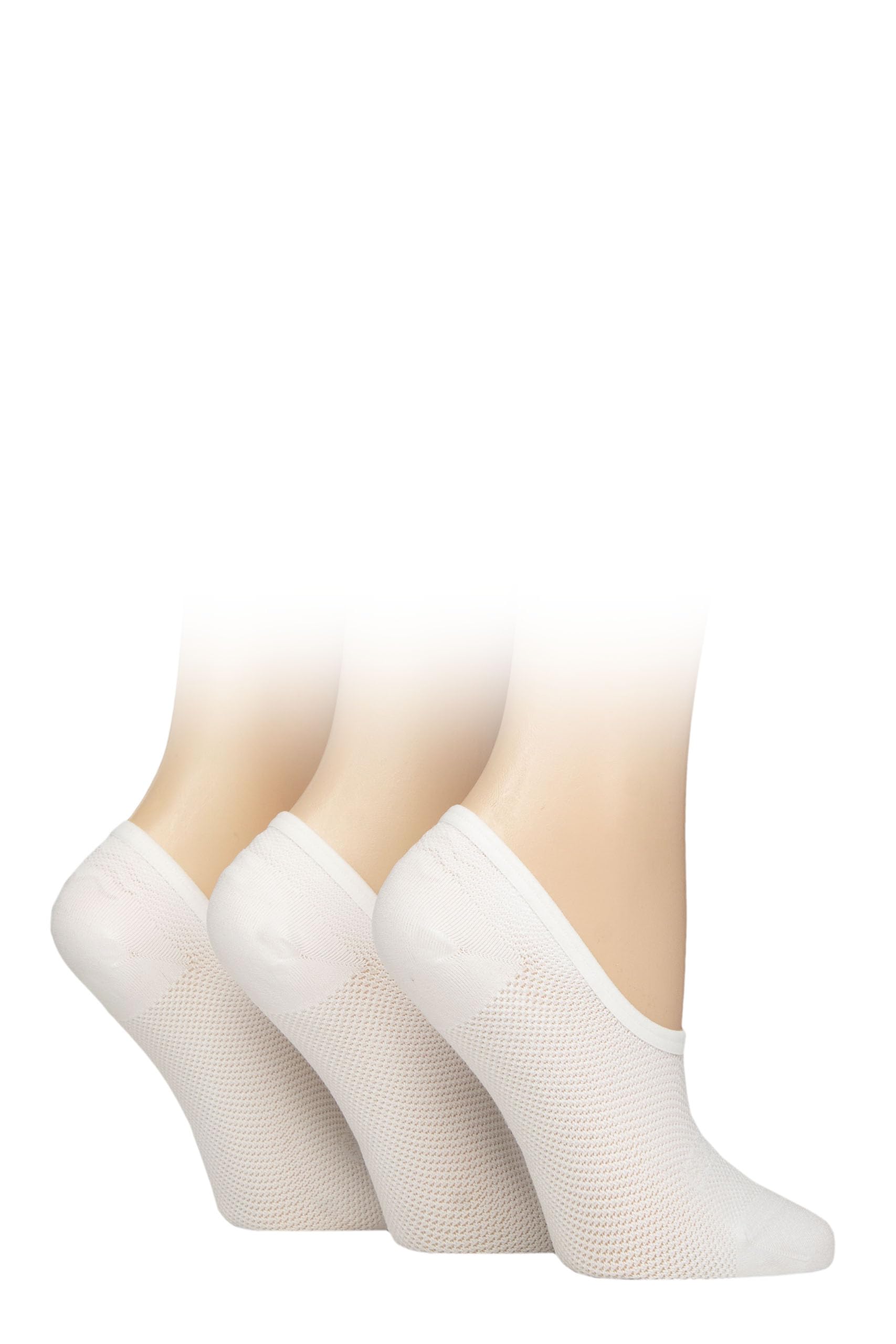 Glenmuir Women's White ’S Mesh Shoe Liner Socks – 3 Pair Lightweight Breathable No Show Trainer Socks, Soft Everyday Invisible Footwear Comfort – Uk 4-8