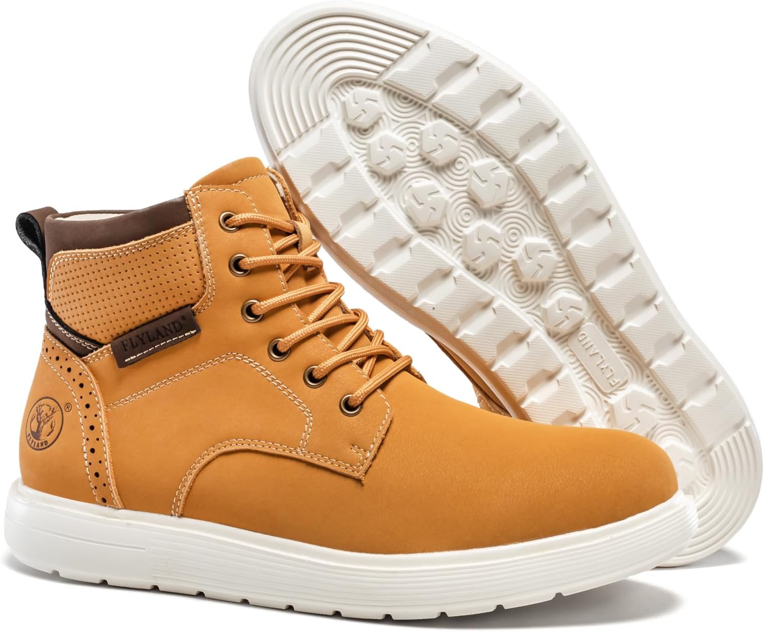 FLYLAND Men's Fashion Sneaker Chukka Boots Lace Up Leather Ankle Dress Boot Lightweight Non-Slip Walking Shoes - Image 5