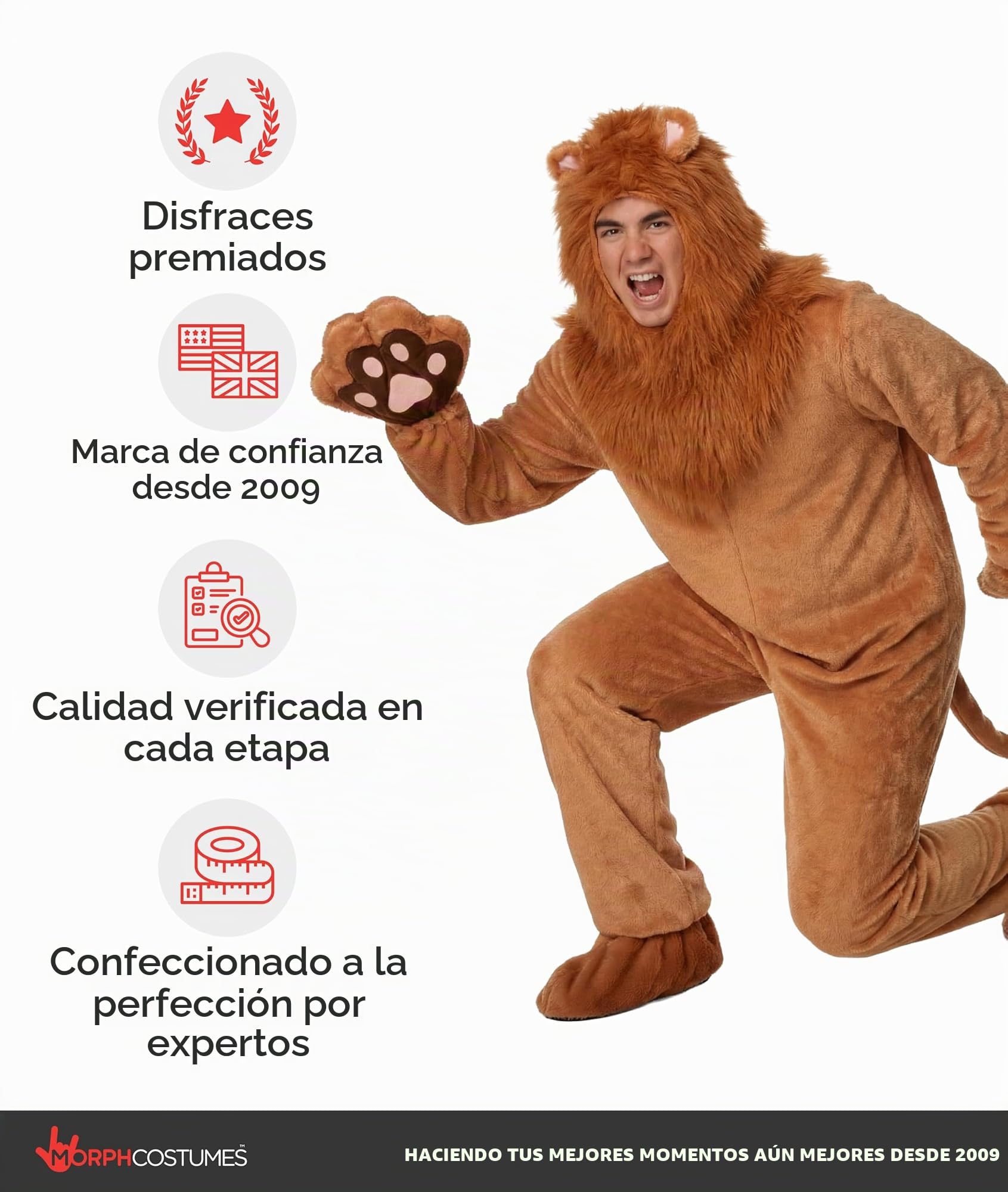 Morph Disfraz de Leon Adulto, Disfraces León Hombre, Disfraces León Adulto, Traje Animal, Disfraz Carnaval Hombre
