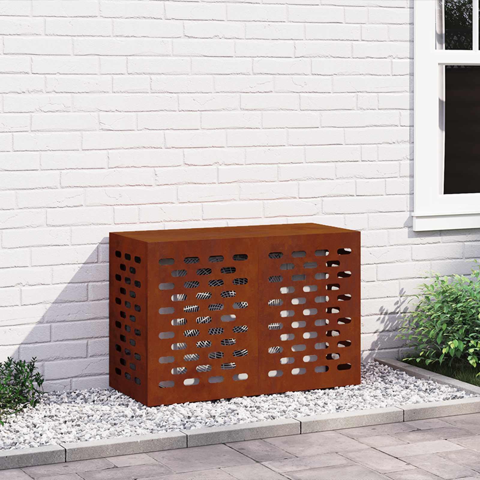 vidaXL Funda para Aire Acondicionado Oxidado 90 x 40 x 60 cm, Funda para Aire Acondicionado, Rectangular, diseño Moderno, protección al Aire Libre, Esencial para terraza