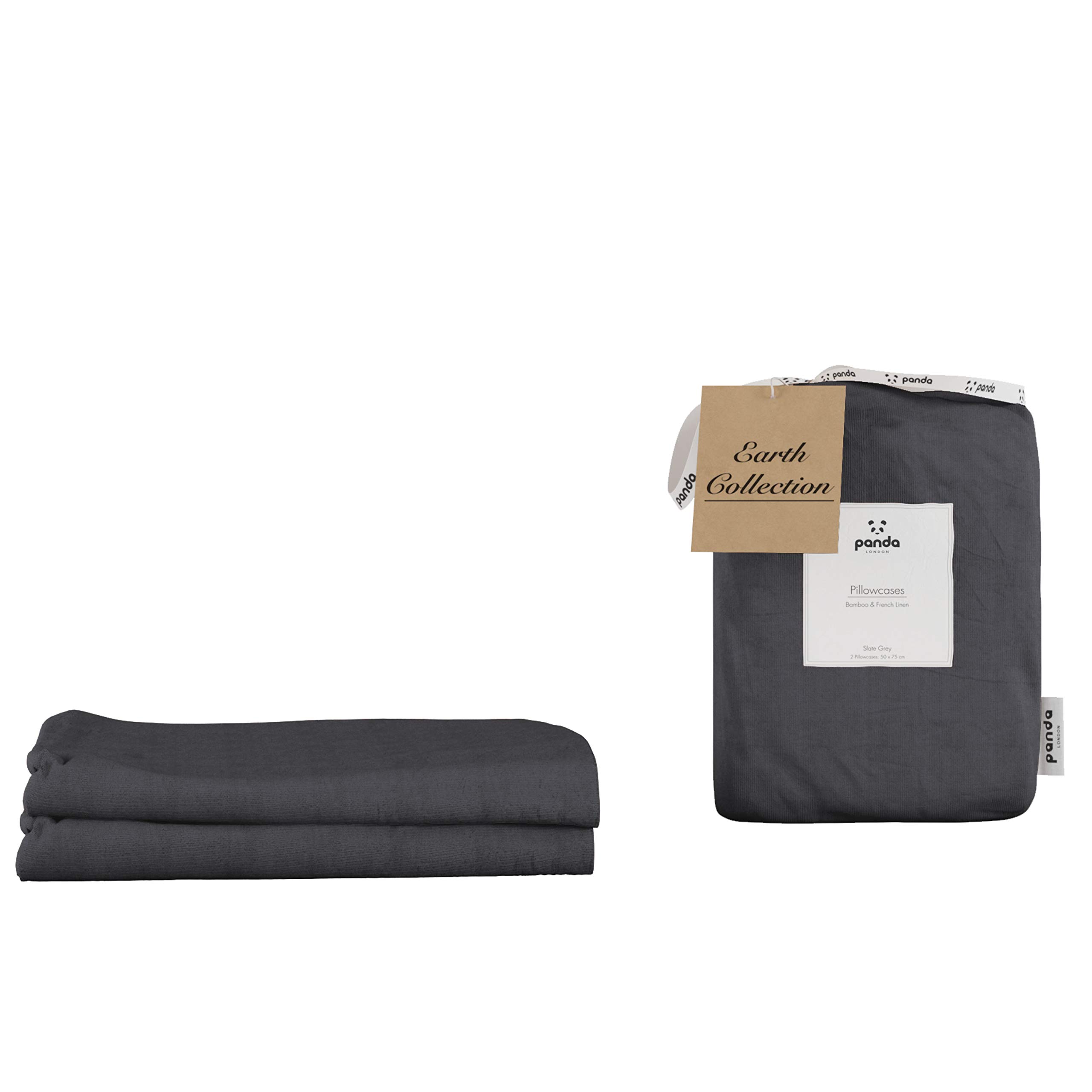 Panda London Bamboo & French Linen Pillowcases - Dark Grey
