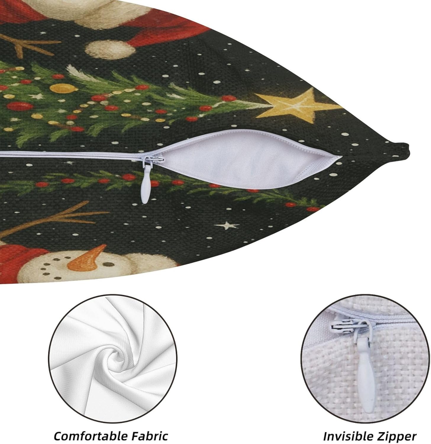 KiuLoam Black Christmas Tree and Snowman Pillow Covers 22x22 Inch Set of 2 Rustic Decorative Throw Pillows Outdoor Neutral Farmhouse Cushion Cases for Sofa Couch Bed Decor